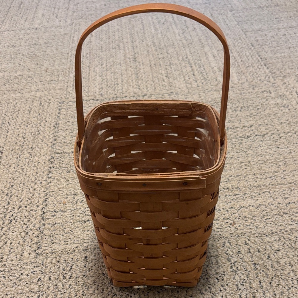 Longaberger 1991 Tall Brown Woven Basket with Handle